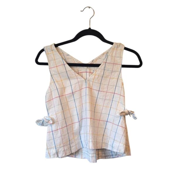 Madewell White Multi-Colored Grid Tank Top Size XS - Picture 1 of 5